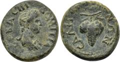 LYDIA. Sala (as Domitianopolis Sala). Domitia (Augusta, 82-96). Ae. Obv: ΔOMITIA CEBACTH. Draped bust right. Rev: CAΛHNΩN. Grape bunch. RPC II 1345.10 (this coin cited); SNG von Aulock -; SNG Copenhag