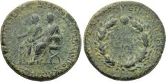LYDIA. Sardes. Germanicus and Drusus (Died 19 and 23, respectively). Ae. Alexander of Sardis, son of Kleon, high priest of the Koinon of Asia. Obv: ΔΡΟΥΣΟΣ ΚΑΙ ΓΕΡΜΑΝΙΚΟΣ ΚΑΙΣΑΡΕΣ ΝΕΟΙ ΘΕΟΙ ΦΙΛΑΔΕΛΦΟΙ