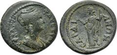 LYDIA. Sardes. Faustina I (Augusta, 138-140/1). Ae. Obv: ΦΑVCTЄINA CЄBACTH. Draped bust right. Rev: CAPΔIANΩN. Aphrodite standing left, holding apple and sceptre. RPC IV online 1427; SNG von Aulock 31