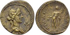 LYDIA. Silandus. Pseudo-autonomous. Time of Marcus Aurelius to Commodus (161-192). Ae. Obv: Laureate and draped bust of Apollo right; branch to right. Rev: CIΛANΔЄΩN. Hermes standing left, holding pur