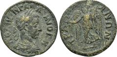 LYDIA. Tralles. Gallienus (253-268). Ae. Obv: ΠO ΛΙΚIN ΓAΛΛIHNOC K. Laureate, draped and cuirassed bust right. Rev: TPAΛΛIANΩN. Nike advancing left, holding wreath and palm frond. SNG von Aulock 3298;