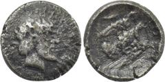 IONIA. Magnesia ad Maeandrum. Archepolis (Circa 459 BC). Tetartemorion. Obv: Diademed and bearded male head right. Rev: Eagle flying right within linear square border within incuse square. Cf. Nollé &