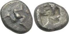 PAMPHYLIA. Aspendos. Obol (5th century BC). Obv: Triskeles surrounded by pellets. Rev: Quadripartite incuse square. Cf. Rosen 392 (hemiobol; uncertain Asia Minor); Brindley 121 = Asia Minor Coins onli