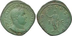 BALBINUS (238). Sestertius. Rome. Obv: IMP CAES D CAE L BALBINVS AVG. Laureate, draped and cuirassed bust right. Rev: P M TR P COS II P P / S - C. Balbinus standing left, holding branch and parazonium
