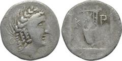 Roman Provincial Coins LYCIA. Lycian League. Kragos. Hemidrachm (Late 1st century BC-early 1st century AD). Obv: Laureate head of Apollo right. Rev: K - P. Lyre within incuse square. RPC I 3312; Troxe