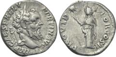 Roman Imperial Coins PERTINAX (193). Denarius. Rome. Obv: IMP CAES P HELV PERTIN AVG. Laureate head right. Rev: PROVID DEOR COS II. Providentia standing left, raising one hand toward star to upper lef