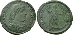 Roman Imperial Coins VALENTINIAN I (364-375). Ae. Nicomedia. Obv: D N VALENTINIANVS P F AVG. Diademed, draped and cuirassed bust right. Rev: RESTITVTOR REIPVBLICAE / SMNΓ. Valentinian standing facing,