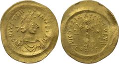 Byzantine Coins JUSTINIAN I (527-565). GOLD Tremissis. Constantinople. Obv: D N IVSTINIANVS P P AVG. Diademed, draped and cuirassed bust right. Rev: VICTORIA AVGVSTORVM / CONOB. Victory advancing righ