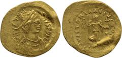 Byzantine Coins JUSTINIAN I (527-565). GOLD Tremissis. Constantinople. Obv: D N IVSTINIANVS P P AVG. Diademed, draped and cuirassed bust right. Rev: VICTORIA AVGVSTORVM / CONOB. Victory advancing righ