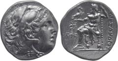 Greek Coins KINGS OF MACEDON. Alexander III 'the Great' (336-323 BC). Drachm. Ephesos. Obv: Head of Herakles right, wearing lion skin. Rev: AΛEΞANΔPOY. Zeus seated left on throne, holding eagle and sc