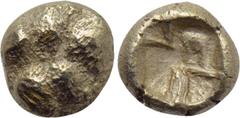 Greek Coins KINGS OF LYDIA. Time of Alyattes to Kroisos (Circa 620/10-550/39 BC). EL 1/48 Stater. Sardes. Obv: Paw of lion. Rev: Incuse square punch. Karwiese Series I; SNG Kayhan I -; Rosen 301. Cond