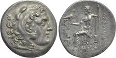 Greek Coins KINGS OF MACEDON. Alexander III 'the Great' (336-323 BC). Tetradrachm. Sinope. Obv: Head of Herakles right, wearing lion skin. Rev: AΛΕΞΑΝΔΡΟΥ. Zeus seated left on throne, holding eagle an