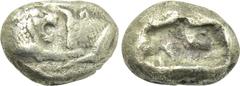 Greek Coins KINGS OF LYDIA. Kroisos (Circa 564/53-550/39 BC). Half Stater. Sardes. Obv: Confronted foreparts of lion and bull. Rev: Two incuse square punches. Berk 23; Traité I –; SNG Kayhan I –. Cond