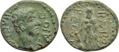 Roman Provincial Coins LYCIA. Balbura. Caligula (37-41). Ae. Obv: ΓAIOC CEBACTOC. Bare head right. Rev: BAΛBOY / PEωN. Herakles standing facing, holding club and lion skin. RPC I 3356; SNG von Aulock 