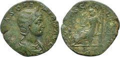 Roman Imperial Coins JULIA SOAEMIAS (Augusta, 218-222). Sestertius. Rome. Obv: IVLIA SOAEMIAS AVG. Draped bust right, wearing stephane. Rev: VENVS CAELESTIS / S C. Venus seated left on throne, holding