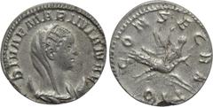 Roman Imperial Coins DIVA MARINIANA (Died before 253). Antoninianus. Viminacium. Struck under Valerian I. Obv: DIVAE MARINIANAE. Veiled and draped bust right, set upon crescent. Rev: CONSECRATIO. Mari