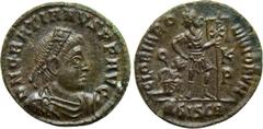 Roman Imperial Coins GRATIAN (367-383). Ae. Siscia. Obv: D N GRATIANVS P F AVG. Diademed, draped and cuirassed bust right. Rev: GLORIA ROMANORVM / Q - K/P / ΔSISCR. Gratian advancing right, head left,