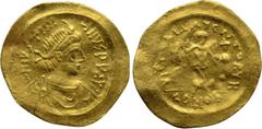 Byzantine Coins JUSTINIAN I (527-565). GOLD Tremissis. Constantinople. Obv: D N IVSTINIANVS P P AVG. Diademed, draped and cuirassed bust right. Rev: VICTORIA AVGVSTORVM / CONOB. Victory advancing righ
