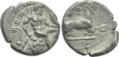 Greek Coins CYPRUS. Salamis. Evagoras I (Circa 411-374 BC). 1/3 Stater. Obv: Herakles seated right on rocks, holding club and cornucopia; Cypriot legend around. Rev: Goat kneeling right; Cypriot legen