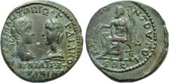 Roman Provincial Coins MOESIA INFERIOR. Tomis. Gordian III with Tranquillina (238-244). Ae Tetrassarion. Obv: AVT K M ANTΩNIΩ ΓOPΔIANOC CABINIA TPANKVΛΛINA. Laureate, draped and cuirassed bust of Gord