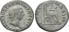 Roman Imperial Coins VITELLIUS (69). Denarius. Rome. Obv: A VITELLIVS GERM IMP AVG TR P. Laureate head right. Rev: PONT MAXIM. Vesta seated right on throne, holding patera and sceptre. RIC² 107. Condi