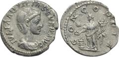 Roman Imperial Coins AQUILIA SEVERA (Augusta, 220-221 & 221-222). Denarius. Rome. Obv: IVLIA AQVILIA SEVERA AVG. Draped bust right. Rev: CONCORDIA. Concordia standing left, holding double cornucopia a