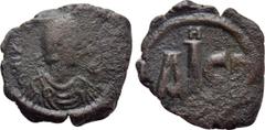 Byzantine Coins JUSTINIAN I (527-565). 16 Nummi. Thessalonica. Obv: D N IVSTINIANVS P P AVG. Diademed, draped and cuirassed bust right. Rev: Large Iς; A - P across field; H above; TЄS. Sear 180 var. (