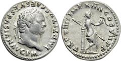 Roman Imperial Coins TITUS (79-81). Denarius. Rome. Obv: IMP TITVS CAES VESPASIAN AVG P M. Laureate head right. Rev: TR P VIIII IMP XIIII COS VII P P. Venus standing right, with back facing, holding s