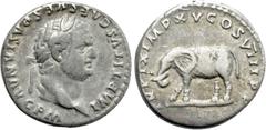 Roman Imperial Coins TITUS (79-81). Denarius. Rome. Obv: IMP TITVS CAES VESPASIAN AVG P M. Laureate head right. Rev: TR P IX IMP XV COS VIII P P. Elephant advancing left. RIC² 115. Condition: Very fin
