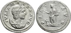 Roman Imperial Coins JULIA MAESA (Augusta, 218-224/5). Antoninianus. Rome. Obv: IVLIA MAESA AVG. Draped bust right, wearing stephane and set upon crescent. Rev: PIETAS AVG. Pietas standing left, holdi