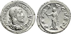 Roman Imperial Coins MAXIMINUS THRAX (235-238). Denarius. Rome. Obv: IMP MAXIMINVS PIVS AVG. Laureate, draped and cuirassed bust right. Rev: PAX AVGVSTI. Pax standing left, holding branch and sceptre.