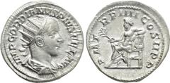 Roman Imperial Coins GORDIAN III (238-244). Antoninianus. Rome. Obv: IMP GORDIANVS PIVS FEL AVG. Radiate, draped and cuirassed bust right. Rev: P M TR P IIII COS II P P. Apollo seated left on throne, 