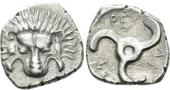 Greek Coins DYNASTS OF LYCIA. Perikles (Circa 380-360 BC). Tetrobol. Uncertain mint, possibly Limyra. Obv: Facing scalp of lion. Rev: Triskeles within incuse circle. Müseler VIII.47-51; SNG von Aulock