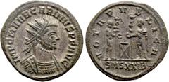 Roman Imperial Coins CARINUS (283-285). Antoninianus. Siscia. Obv: IMP C M AVR CARINVS P F AVG. Radiate and cuirassed bust right. Rev: VOTA PVBLICA / SMSXXIB. Carus and Carinus standing facing one ano