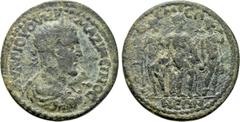 Roman Provincial Coins PHRYGIA. Themisonium. Maximinus Thrax (235-238). Ae. Obv: ΑV Κ Γ ΙΟV ΟVΗΡ ΜΑΖΙΜЄΙΝΟС. Radiate, draped and cuirassed bust right. Rev: ΘΗΜΙСΩ / ΝЄΩΝ. Herakles standing right, lean