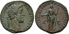 Roman Imperial Coins COMMODUS (177-192). Sestertius. Rome. Obv: M COMMODVS ANT P FELIX AVG BRIT. Laureate head right. Rev: PVBLICA FEL P M TR P XII IMP VIII COS V P P / S - C. Felicitas standing left,
