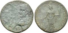 Roman Provincial Coins CARIA. Stratonicea. Caracalla with Geta (198-217). Medallic Ae. Epitynchanontos, prytanis. Damnatio memoriae of Geta. Obv: Laureate, draped and cuirassed busts of Geta [erased] 