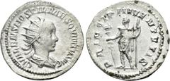 Roman Imperial Coins HOSTILIAN (Caesar, 250-251). Antoninianus. Rome. Obv: C VALENS HOSTIL MES QVINTVS N C. Radiate, draped and cuirassed bust right. Rev: PRINCIPI IVVENTVTIS. Hostilian standing left,