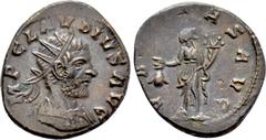 Roman Imperial Coins CLAUDIUS II GOTHICUS (268-270). Antoninianus. Siscia. Obv: IMP CLAVDIVS AVG. Radiate and cuirassed bust right. Rev: VBERITAS AVG. Uberitas standing left, holding purse and cornuco