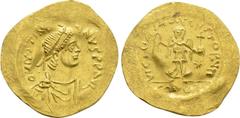 Byzantine Coins JUSTINIAN I (527-565). GOLD Tremissis. Constantinople. Obv: D N IVSTINIANVS P P AVG. Diademed, draped and cuirassed bust right. Rev: VICTORIA AVGVSTORVM / CONOB. Victory advancing righ