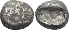 Greek Coins KINGS OF LYDIA. Kroisos (Circa 560-546 BC). Siglos. Sardeis. Obv: Confronted foreparts of lion and bull. Rev: Double incuse square punch. SNG Kayhan 1024-6. Condition: Near very fine. Weig