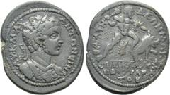 Roman Provincial Coins LYDIA. Blaundus. Caracalla (198-217). Ae. Tiberios Klaudios Alexandros, first archon for the second time. Obv: AV K M AV ANTΩNЄINO. Laureate and cuirassed bust right, with gorgo