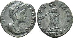 Roman Imperial Coins HELENA (Augusta, 324-328/30). Ae. Constantinople. Obv: FL IVL HELENAE AVG. Draped bust right. Rev: PAX PVBLICA / CONSЄ•. Pax standing left, holding branch and sceptre. RIC 33. Con