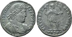 Roman Imperial Coins JOVIAN (363-364). Ae. Thessalonica. Obv: D N IOVIANVS P F P P AVG. Diademed, draped and cuirassed bust right. Rev: VICTORIA ROMANORVM / •TESΓ•. Jovian standing facing, head right,