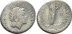 Roman Republican Coins MARK ANTONY. Denarius (38 BC). Athens. Obv: M ANTONIVS M F M N AVGVR IMP TERT. Mark Antony advancing right, holding lituus. Rev: IIIVIR R P C COS DESIG ITER ET TERT. Radiate hea