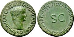 Roman Imperial Coins GERMANICUS (Died 19). As. Rome. Struck under Claudius. Obv: GERMANICVS CAESAR TI AVG F DIVI AVG N. Bare head right. Rev: TI CLAVDIVS CAESAR AVG GERM P M TR P IMP P P. Large S C. R