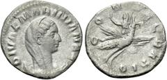 Roman Imperial Coins DIVA MARINIANA (Died before 253). Antoninianus. Rome. Struck under Valerian I. Obv: DIVAE MARINIANAE. Veiled and draped bust right, set upon crescent. Rev: CONSECRATIO. Mariniana,