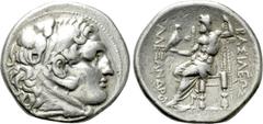 Greek Coins KINGS OF MACEDON. Alexander III 'the Great' (336-323 BC). Tetradrachm. Sinope. Obv: Head of Herakles right, wearing lion skin. Rev: ΒΑΣΙΛΕΩΣ / AΛΕΞΑΝΔΡΟΥ. Zeus seated left on throne, holdi