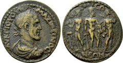 Roman Provincial Coins PHRYGIA. Themisonium. Maximinus Thrax (235-238). Ae. Obv: ΑV Κ Γ ΙΟV ΟVΗΡ ΜΑΖΙΜЄΙΝΟС. Laureate, draped and cuirassed bust right. Rev: ΘЄΜΙСΩ / ΝЄΩΝ. Herakles standing slightly r
