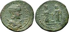 Roman Provincial Coins CILICIA. Mallus. Herennia Etruscilla (Augusta, 249-251). Obv: ЄRЄNIAN CVPRIS ЄTRVSCILLA. Draped bust right, wearing stephane and set upon crescent. Rev: COLONIA MALLO. Athena st